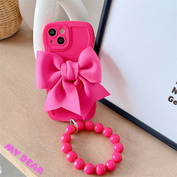 Big Wave Silicone Bow Beads Chain iPhone Case