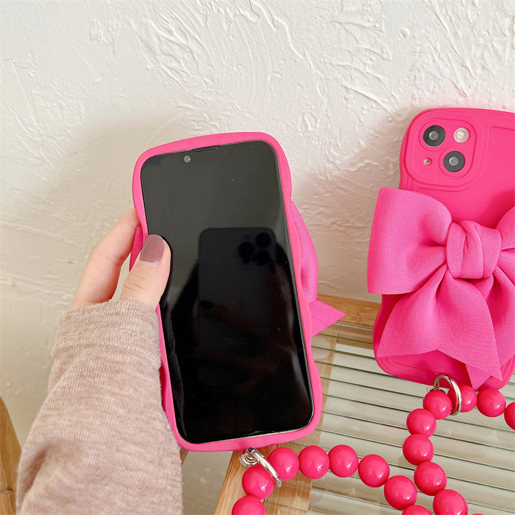 Big Wave Silicone Bow Beads Chain iPhone Case