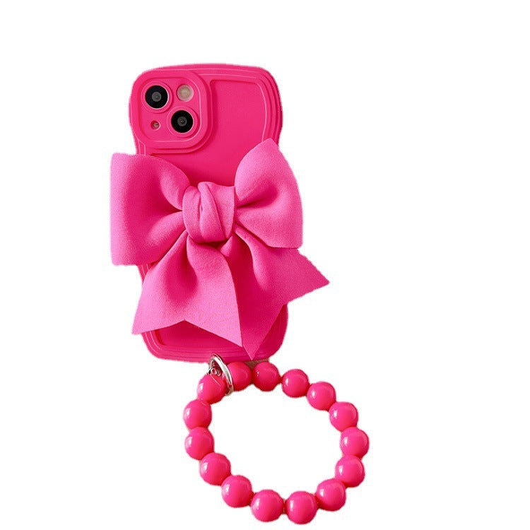 Big Wave Silicone Bow Beads Chain iPhone Case