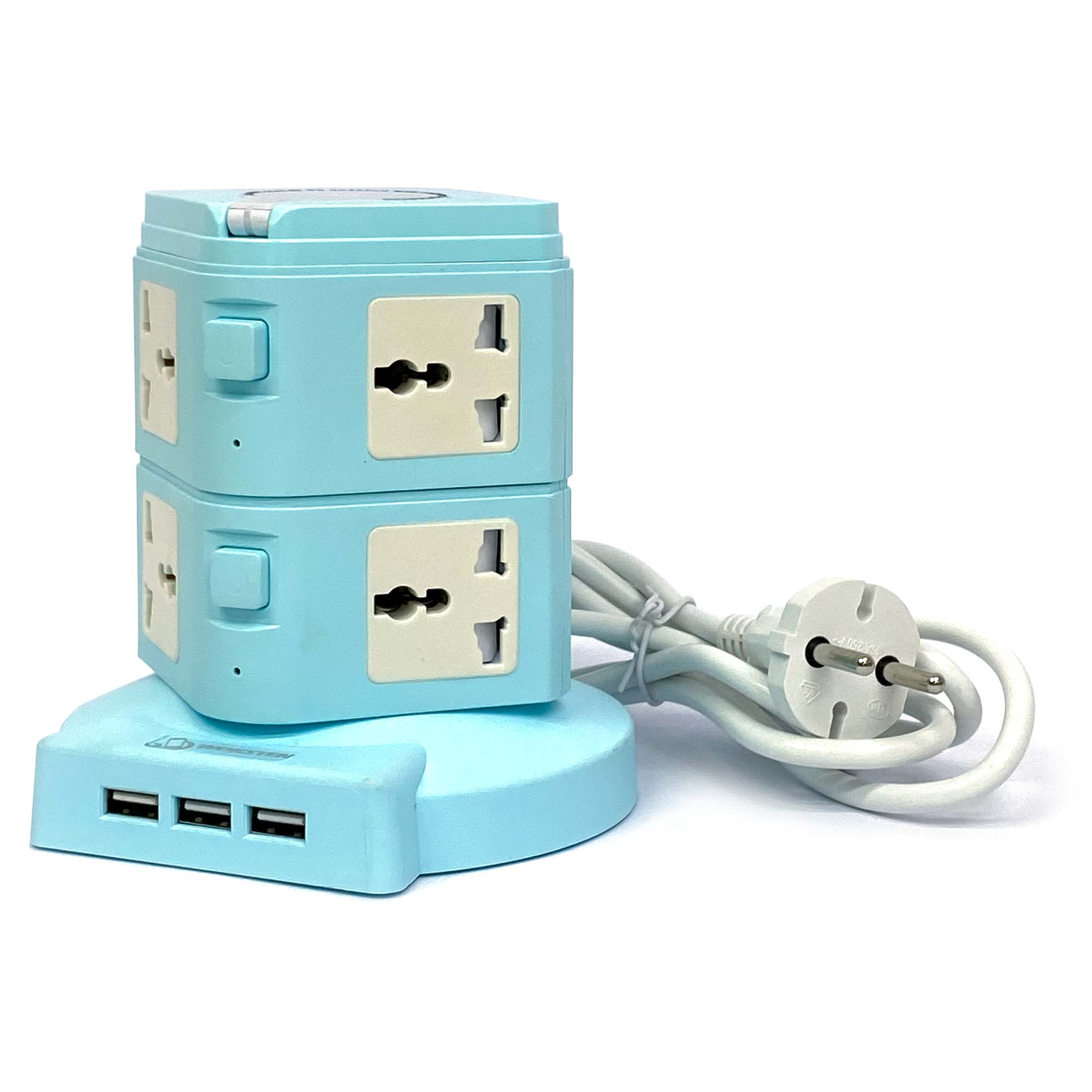 Socket Extension Board & 3 USB Port with 1.5 mtr Extension Cord for Home Appliances [250V Socket + 2.4A USB Port]